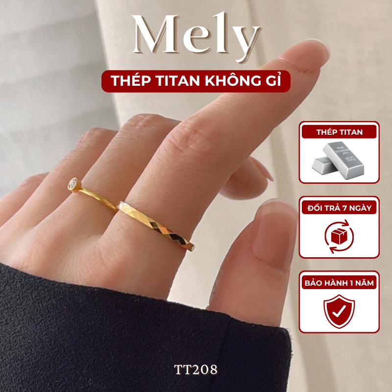 Nhẫn nữ trơn Titan Không đen gỉ mạ vàng thời trang phụ kiện Mely TT208