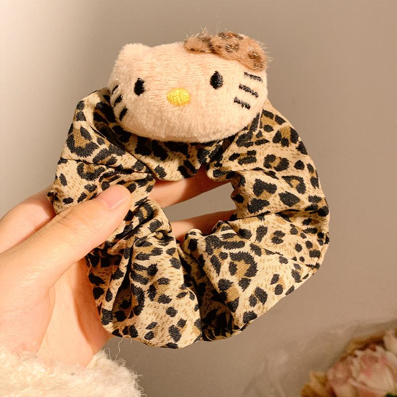 Product Introduction of Sweet and cute women's hair tie cat leopard print rubber band hair rope bun head tie ponytail hair rope fashion women's hair accessories 25
