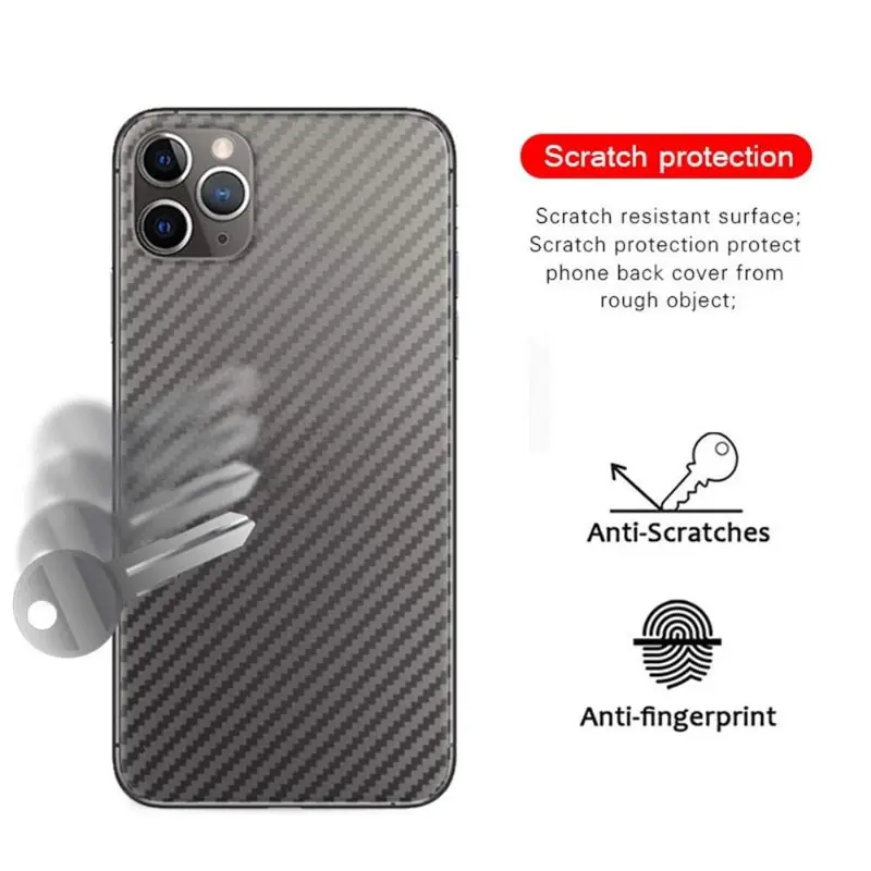 Miếng Dán Bảo Vệ, Dành Cho iPhone 6, 6S, 7, 8 Plus, X, XR, XS MAX, 11 PRO MAX, SE 2020, 2022, Bảo Vệ Điện Thoại, Phim Lưng Sợi Carbon Trong Suốt