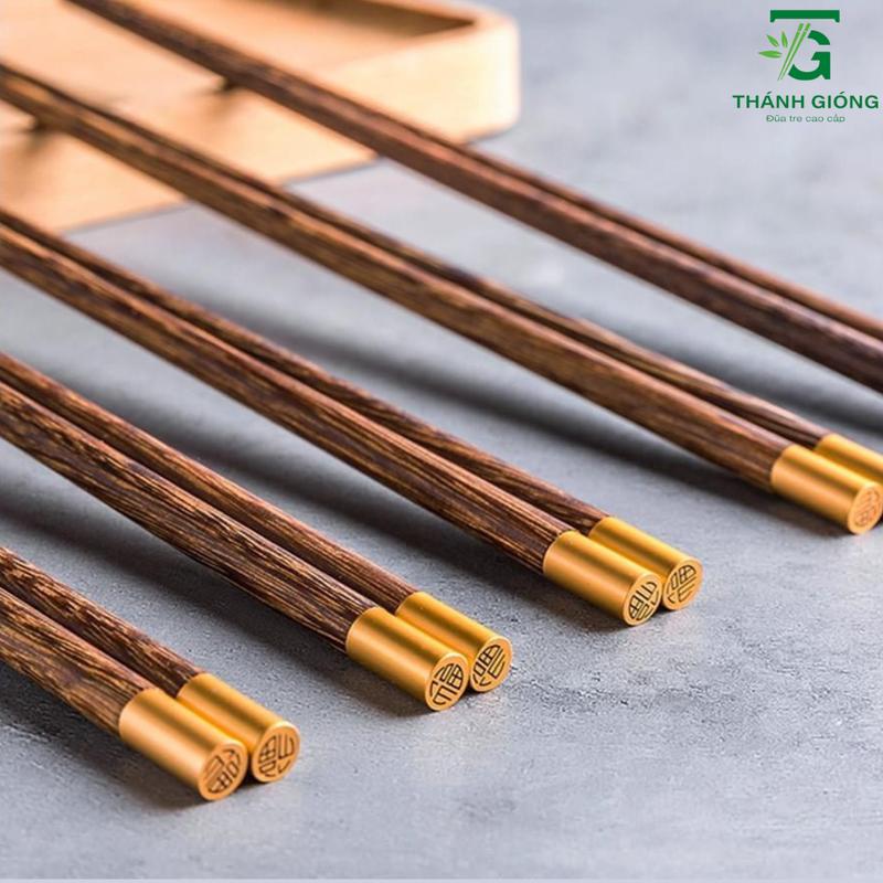  Đũa gỗ tự nhiên chữ Phúc đũa cánh gà cao cấp Thánh Gióng chống ẩm mốc mối mọt 