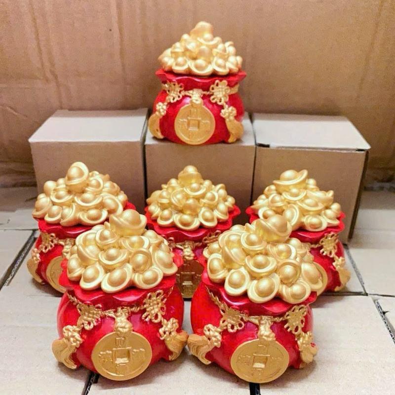 HV01 Hũ đựng gạo muối nước thần tài chum chiêu tài tộc may mắn trang trí ban thờ thần tài Decor Decor Phòng Trang Trí Nhà Đồng