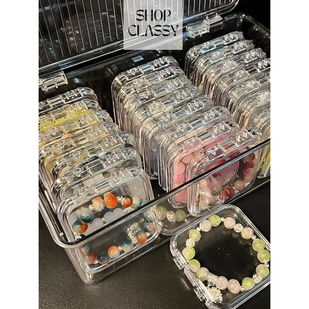 Shopclassyshop Transparent acrylic jewelry crystal bracelet Box organizer storage box special sealed anti-oxidation portable Plastic Cover
