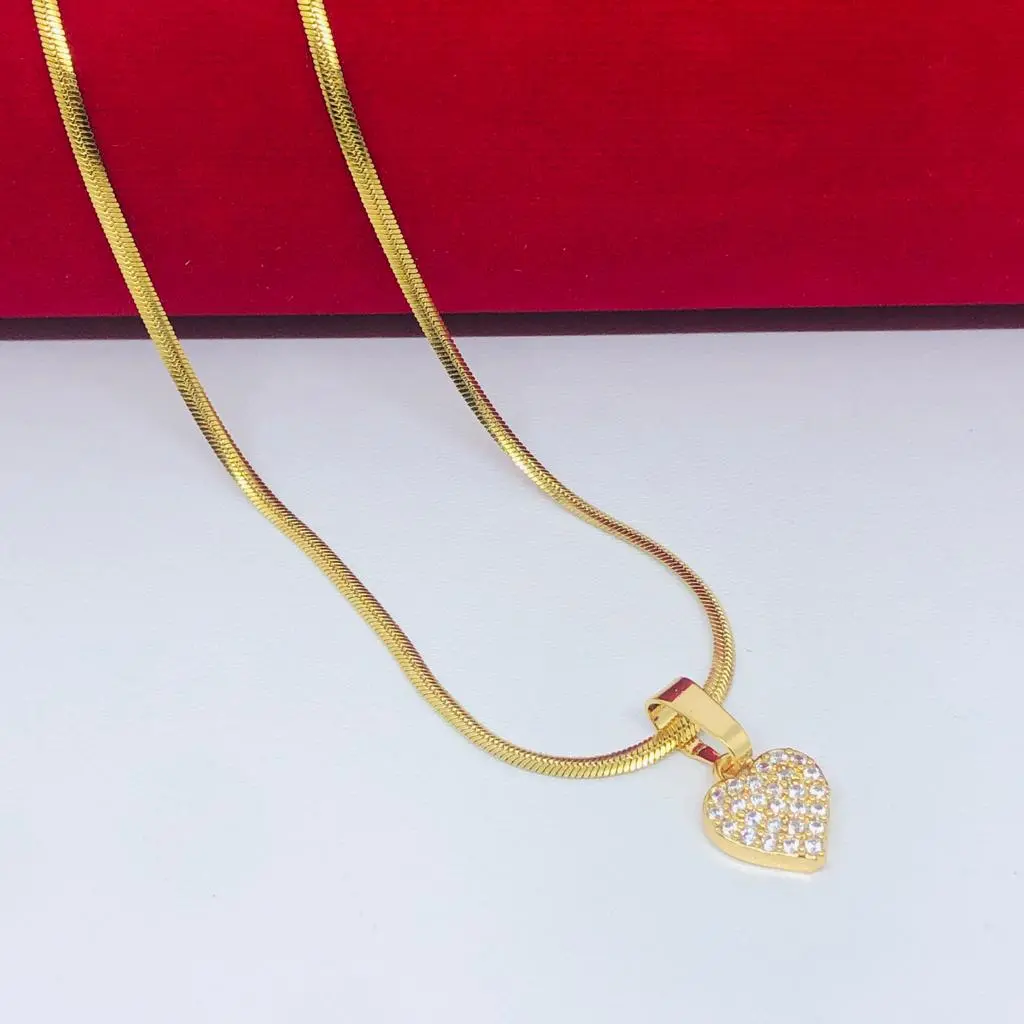 kalung titanium wanita gold belut plus liontin anti karat