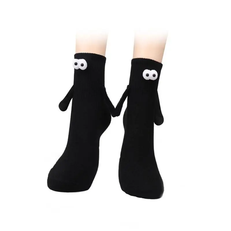 Hand Holding Socks Couple Magnetic Suction Cute Hand Holding Socks Summer Thin Pure Cotton Automatic Adhesive Iron Stone Mid Tube Socks Menswear Breathable