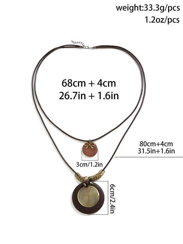 Women's Elegant Bow Decor Round Charm Design Layered Necklace, Fashion Jewelry for Party, Daily Clothing Decor, Trendy All-match & Exquisite Jewelry for Birthday Gift 2