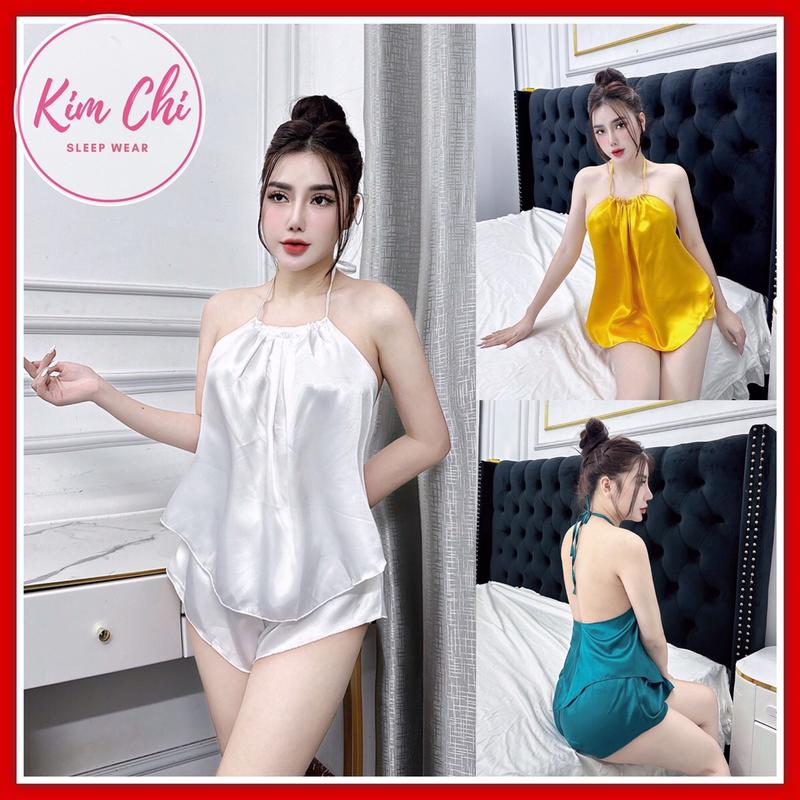 Đồ ngủ nữ quyến rũ set yếm xinh mặc 40 - 65 kg lụa mặc mát mùa hè gói 1 bộ Áo Women Top đồ ngủ phi lụa nữ