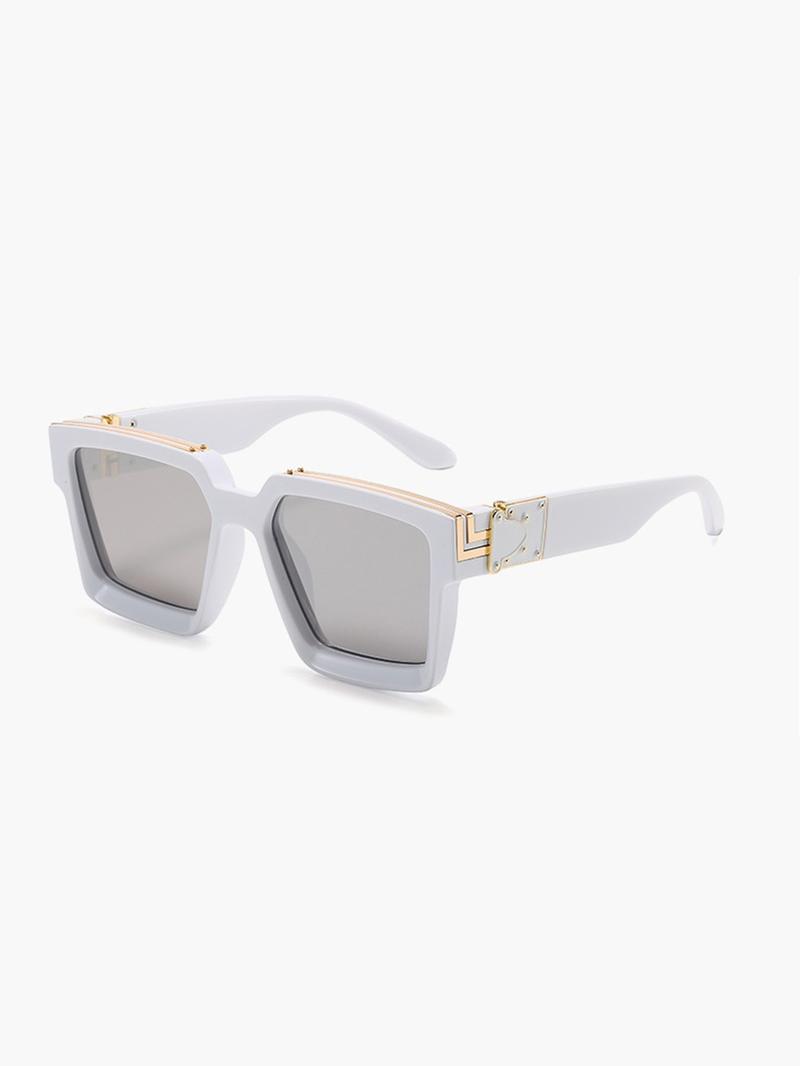 Product Introduction of 1 Pair Simple Rivet Sunglasses For Everyday Use, Summer Square Frame Fashion Sunglasses, Travel Accessories 4