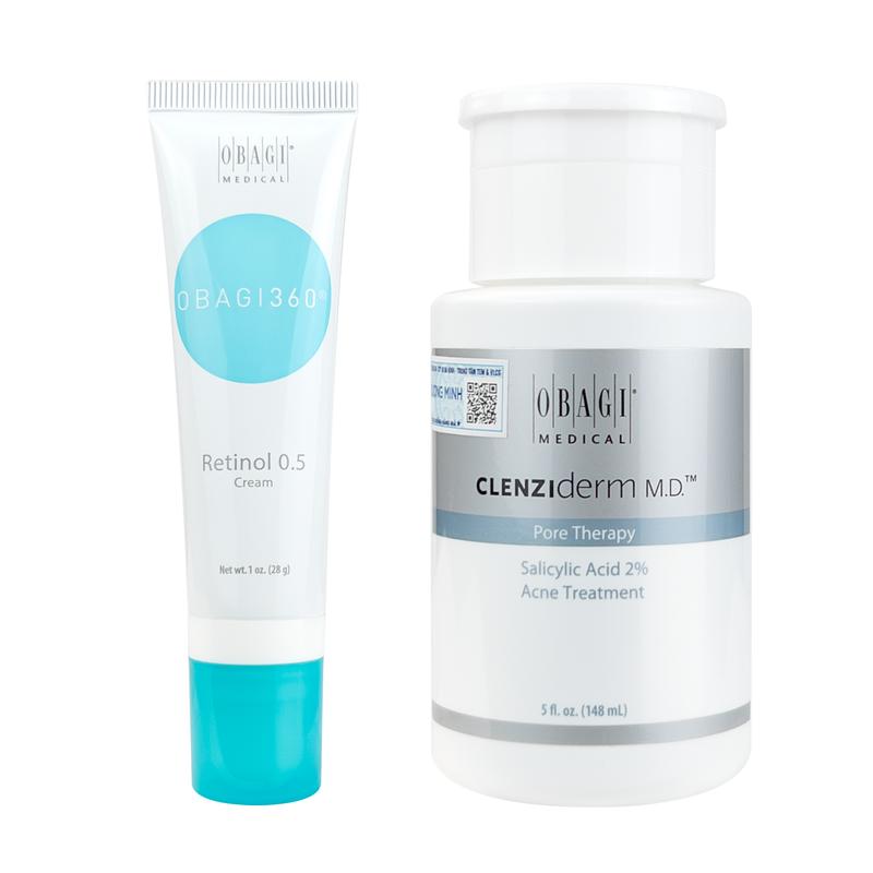 Combo Dung dịch BHA Obagi Pore Therapy 148ml + Kem dưỡng Retinol 0.5 Obagi 28g - Ngừa mụn cải thiện kết cấu nền da