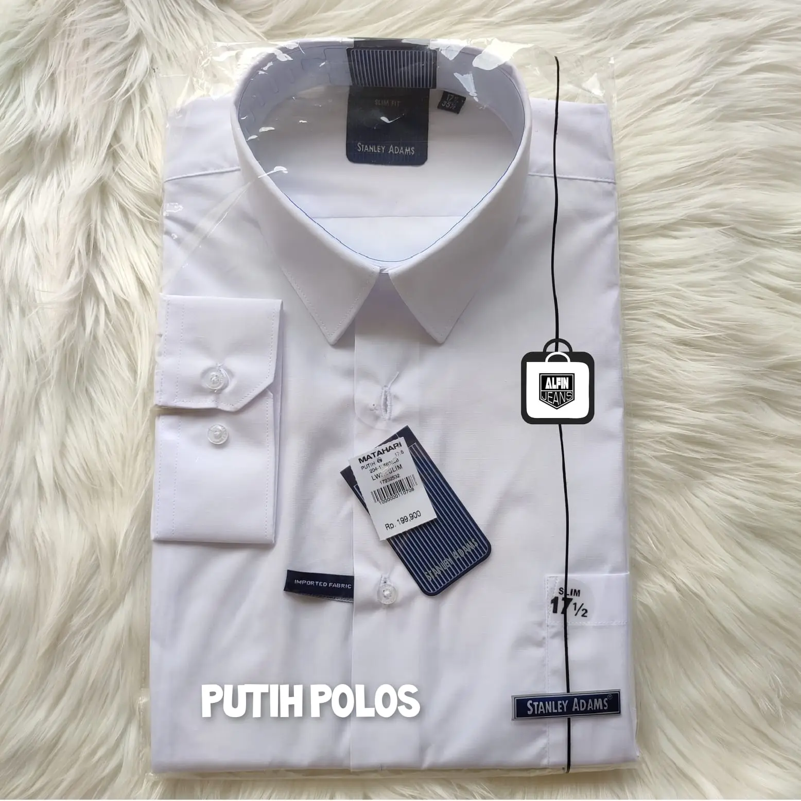 Kemeja Polos Formal Putih Pria Stanley Adams Reguler/Slim fit