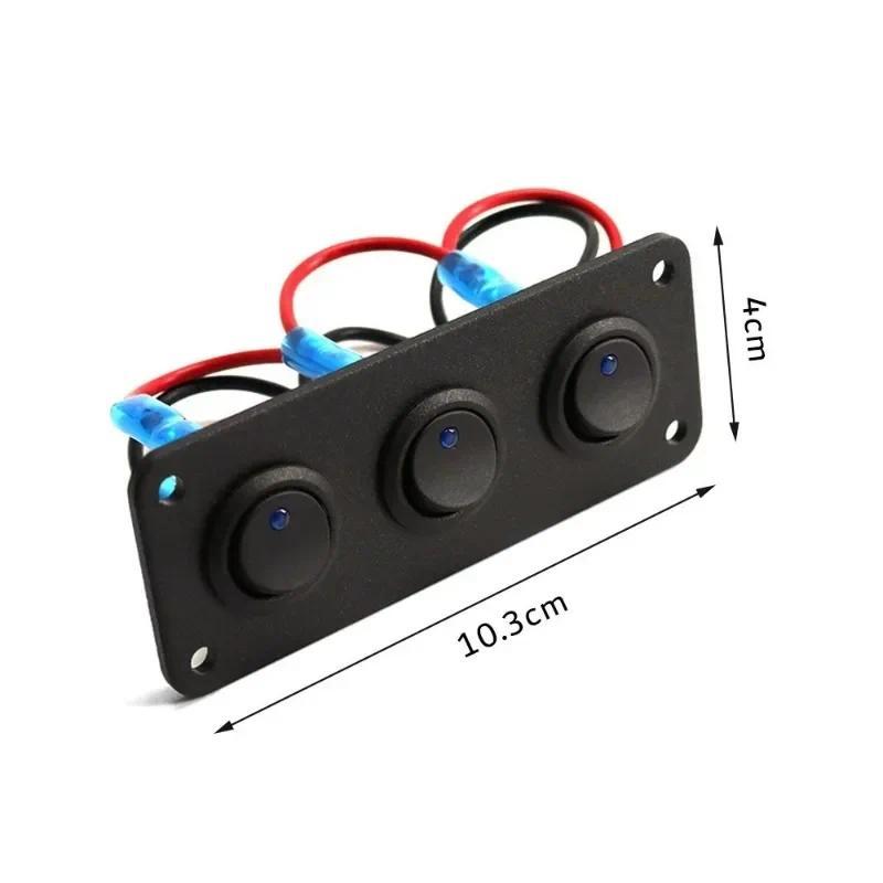Product Introduction of 12V 1-4 Gang Universal Toggle Switch Panel USB Car Boat Marine RV Truck Blue LED Styling Accessories Marine Rocker Switch 53