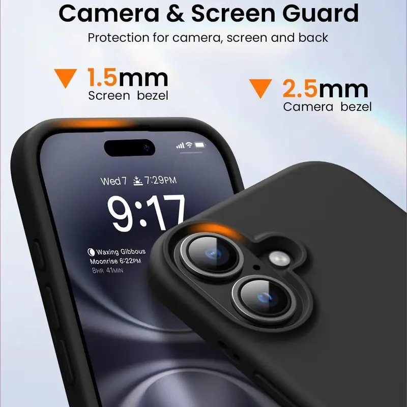 Shockproof Liquid Silicone Phone Case with Soft Anti-scratch Microfiber Lining, Ultra Slim Drop Protector Phone Cover for iPhone 16 15 14 13 12 11 Pro Max Plus, Casing 2