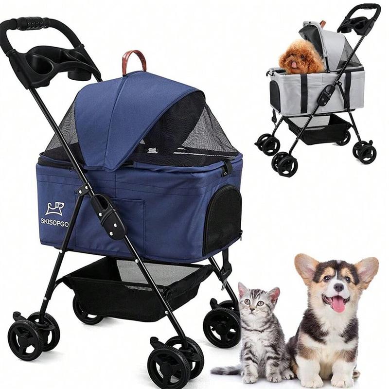 Dog Cat Pet Gear 3-In-1 Foldable Pet Stroller Detachable Carrier ...