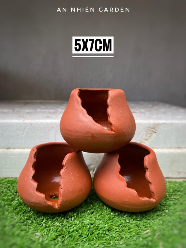  Chậu đất nung - Bình cắt KT 5x7cm  - Trồng Sen Đá - Xương Rồng - LỖI 1 ĐỔI 1 