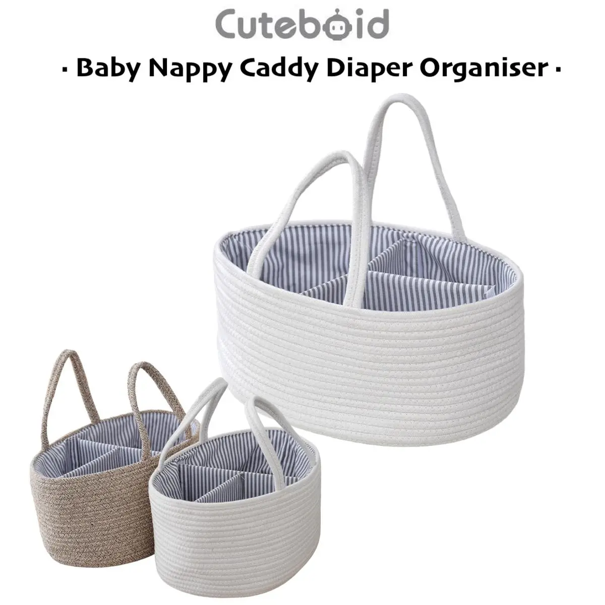 Foldable Baby Diaper Caddy Bag Mummy Nursery Woven Nappy Storage Organiser