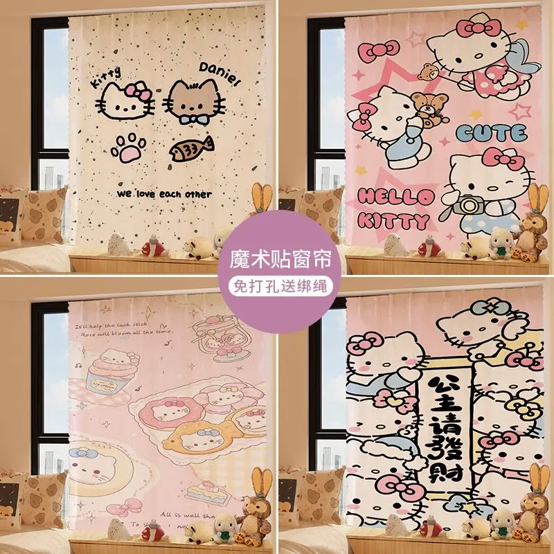 Rèm trang trí, Thiết kế Hellokitty dễ thương, Không đục lỗ, Thích hợp cho phòng trẻ em, Ký Túc Xá, Phòng ngủ hoạt hình, Rèm vách ngăn ban công
