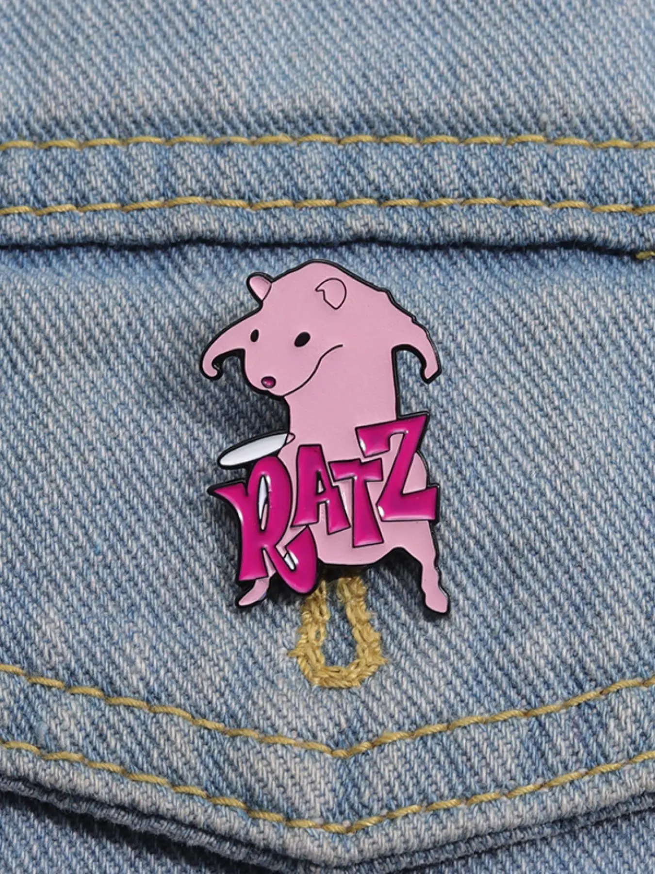 Cute Rat & Letters Design Brooch, Fashion Alloy Pink Brooches for Daily Use, Enamel Brooch Suitable for Backpacks, Jeans, Scarves, Hats Decoration Fixed Buckle, Casual Alloy Brooches for Men & Women, Valentine's Day Gift