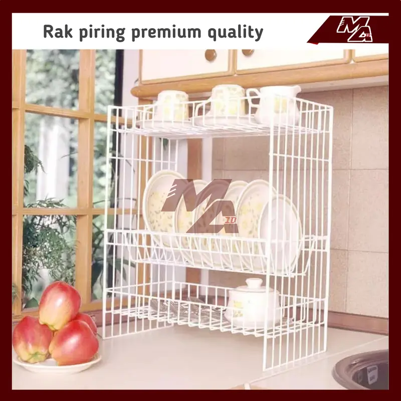 Rak piring dapur/anak kos/wastafel 3 susun aesthetic bahan besi coating premium quality anti karat 0