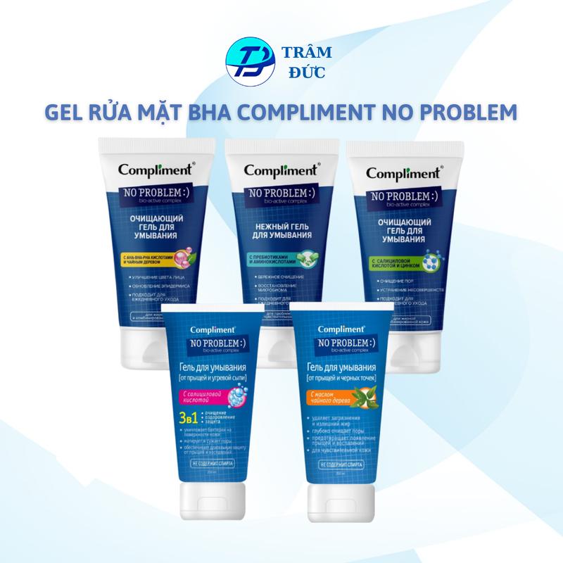 Compliment No Problem Gel rửa mặt BHA làm sạch sâu, giảm viêm & mụn 200ml