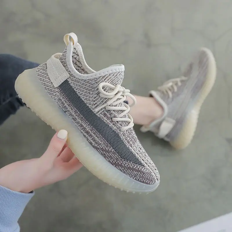 Giày Thể Thao Dừa Lưới Flyknit, Dành Cho Nữ, Mùa Hè 2024 Mới, Thoáng Khí, Dễ Phối Đồ, Thường Ngày Và Nhẹ, Đế Mềm, Giày Chạy Bộ