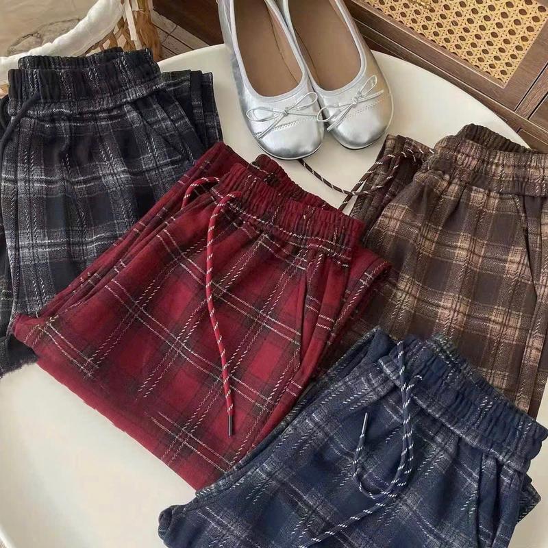 Quần dạ kẻ nữ ống suông, quần dạ kẻ caro nữ vải dạ mềm cao cấp. Nữ womnen quần  dạ Women Pants quan xuong