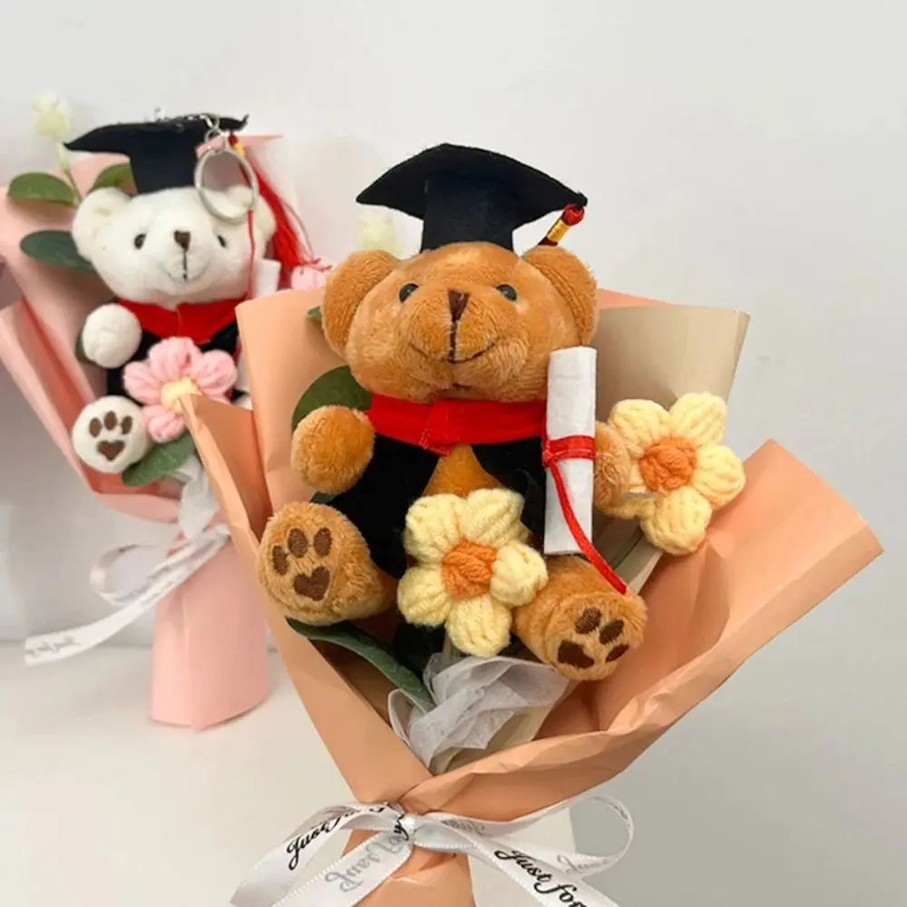 Cute Graduation Season Little Bear Crochet Bouquet Celebrate Party Graduation Ceremony Graduation Flower Bouquet Congratulation Soft Mini Bear Bouquet Children