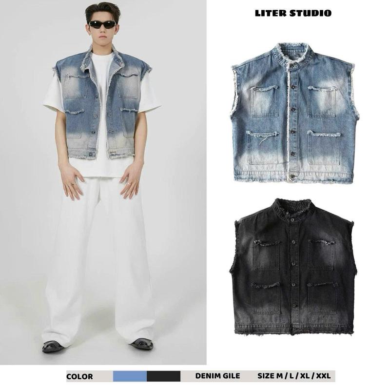 LITER STUDIO Áo Khoác Denim Gile Form Boxy Unisex 2 Color. 0