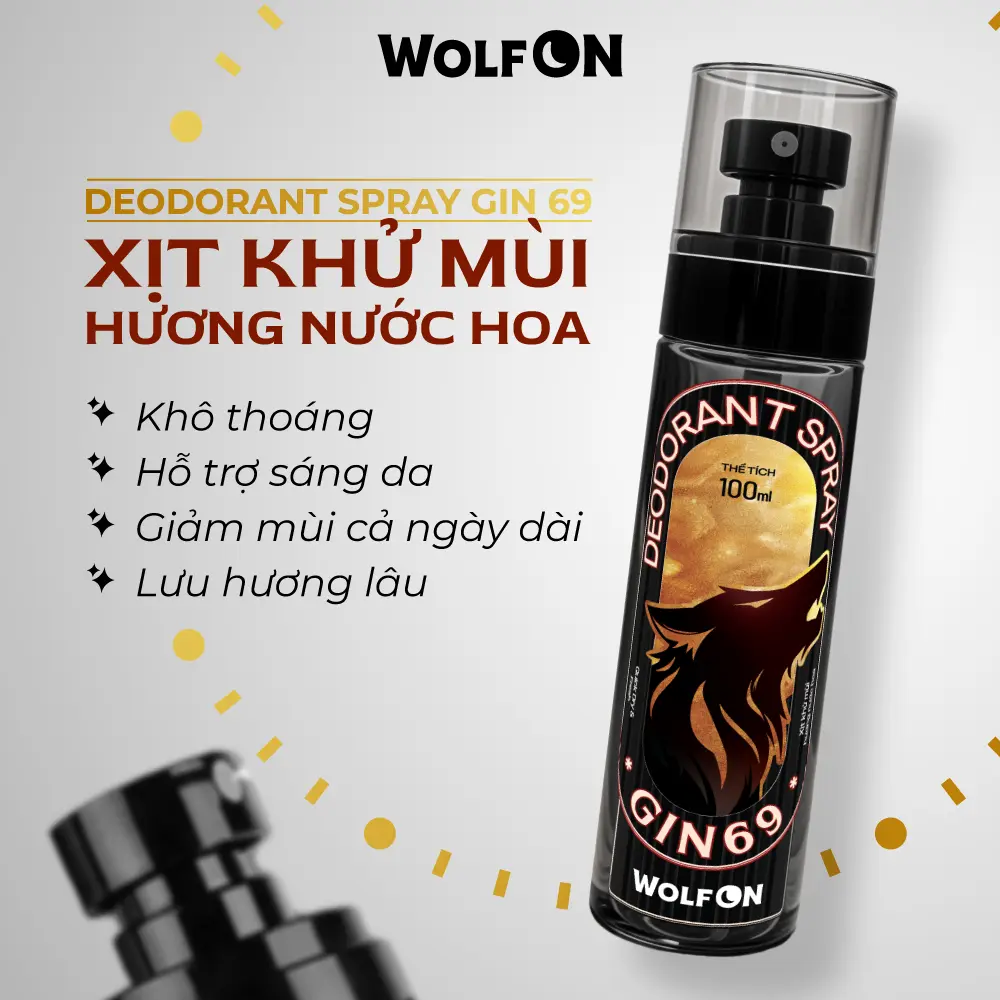 Xịt Khử Mùi Nam Deodorant Spray Wolf ON Hương Nước Hoa, Lưu Hương Lâu, Khô Thoáng 100ml