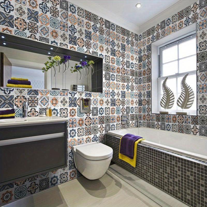 Geometric Pattern Kitchen Tile Sticker, 1 Roll Waterproof Decorative Wall Sticker, Self Adhesive Wallpaper for Home Kitchen Decor 4