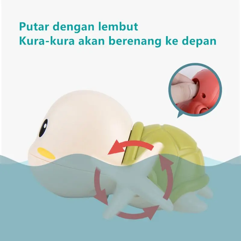 Mainan Mandi Anak Kura Kura Lucu Tanpa Baterai Turtle Chubby Swim Bath Toys - 9 cm 7