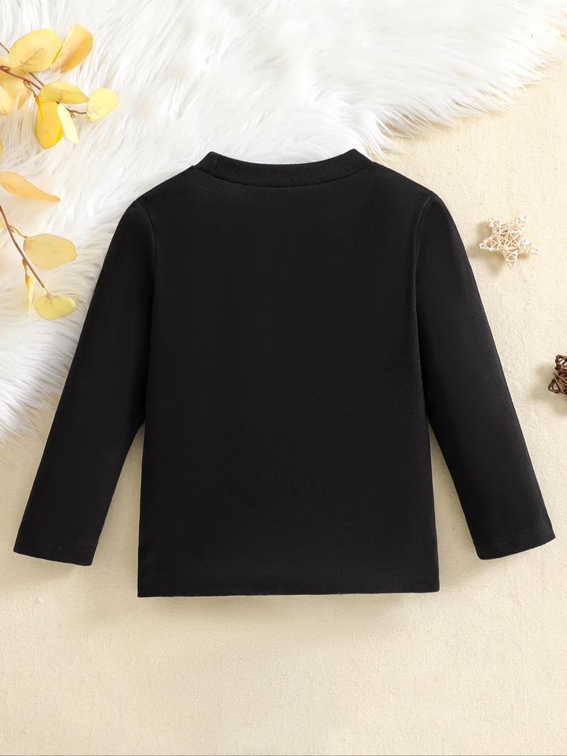 Product Introduction of Boy's Solid Long Sleeve T-shirt, Casual Basic Round Neck Top for Fall & Winter, Kids Clothes for Daily Wear 2