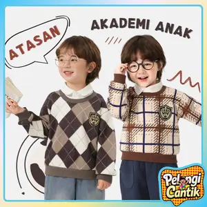 0-6 Tahun Sweater Rajut Anak Premium Bahan Tebal Lembut Desain Motif Pin Elang Keren Elegan,Hangat Nyaman untuk Sekolah & Sehari-hari,Hadiah Ulang Tahun,READY STOK