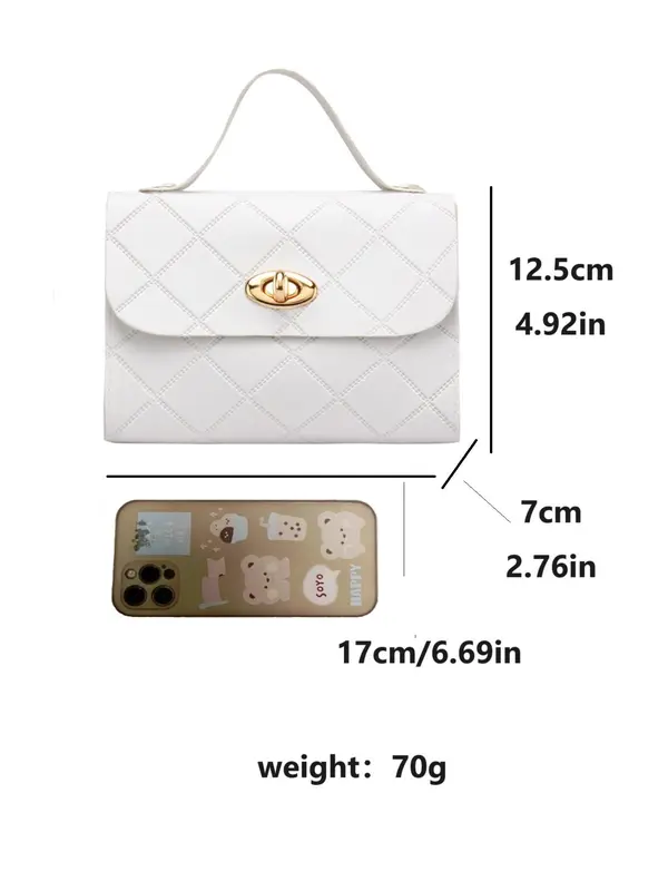 Fashion Quilted Pattern Pu Leather Crossbody Bag, Casual Solid Color Shoulder Bag for Women, Trendy Versatile High-quality Daily Commuting Bag, Sling Purse 8