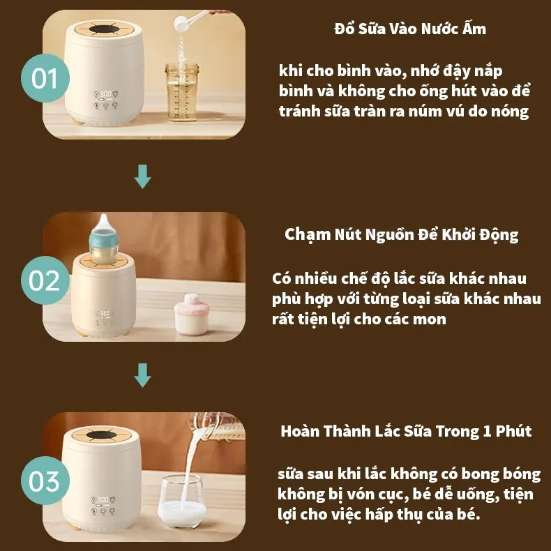 Máy Hâm Sữa Đa Năng Cho Bé-Máy Lắc Sữa Bột Tự Động Chống Vón Cục,Có Chế Độ Hâm Sữa 45°C Tích Hợp Đèn Ngủ Tiện Lợi 5