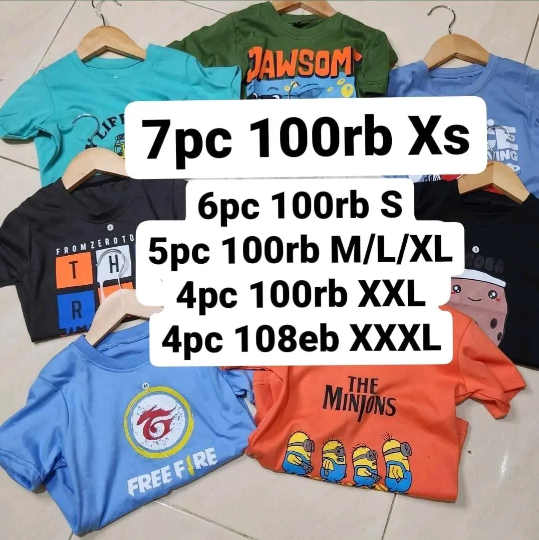 Paket Kaos Anak murah Cowok bahan combed Motif random