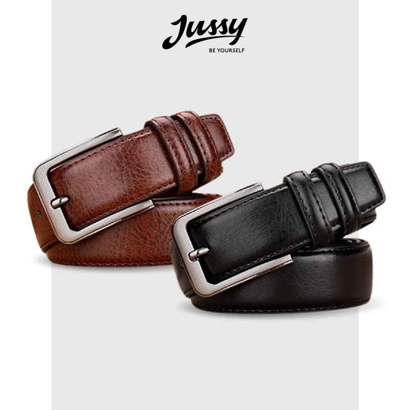 Thắt Lưng Nam Cao Cấp Mặt Màu Bạc JTL28 Jussy Official Dây Nịt Nam 3,4cm Khóa Chữ Nhật Phong Cách Lịch Lãm Đẳng Cấp Voi Voan