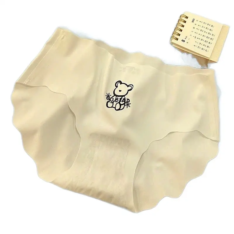 Set 10 Quần Lót Nữ Su Lạnh Viền Sóng Hình Gấu Bear 5 Màu A30 4