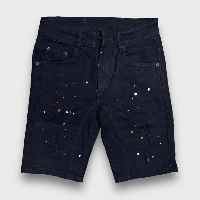 Shopvietangq9 - Quần Short Jean Nam đen tuyền vẩy sơn hai đáy (6720) vải bò co giãn, quần sọt có rách gối kiểu mới cho nam Menswear Pants - Xmas