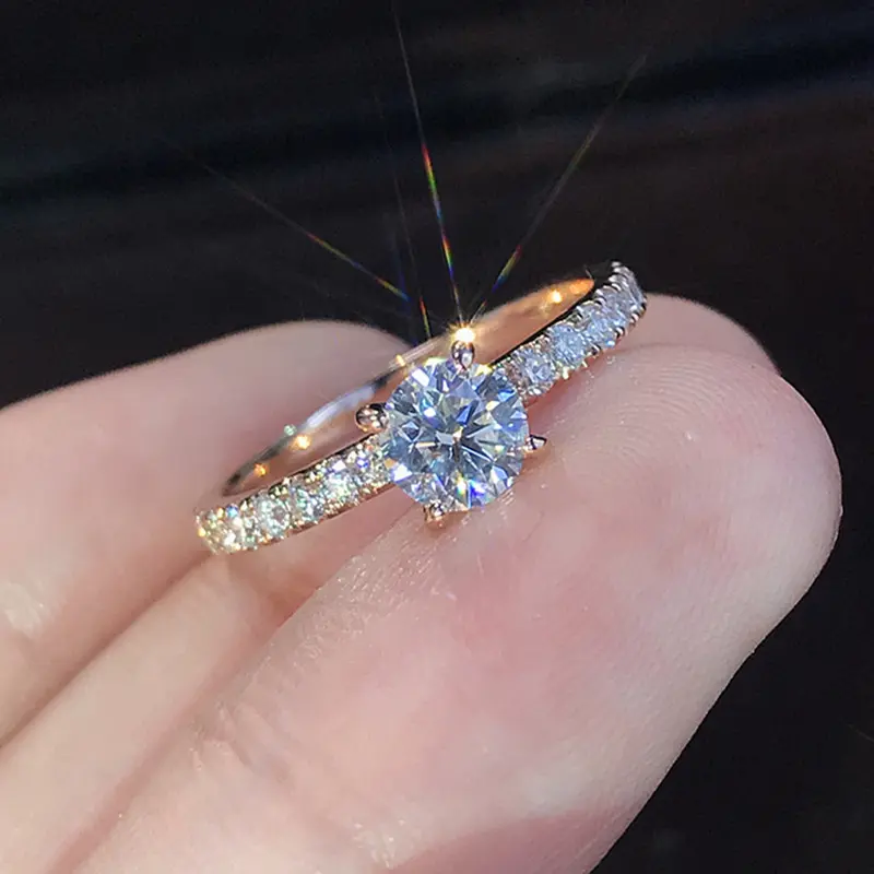 925 Silver Plated Ring Fashion Crystal Engagement Ring Wedding
