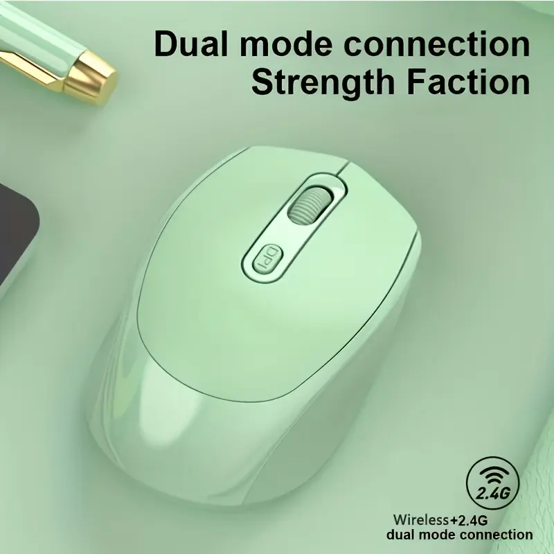 2.4Gh Wireless Mouse, Rechargeable Dual Mode Mouse (2.4G+Wireless 5.2 & USB Receiver), Portable Silent Mouse, Suitable For Laptops/ Desktops/ Tablets