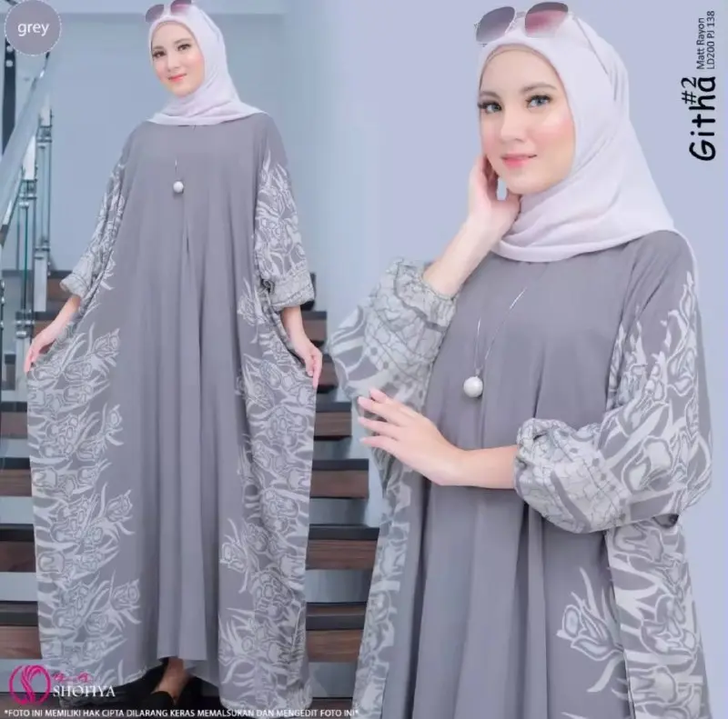 Kaftan Wanita Jumbo XXXXL - Ghita Kaftan Vol. 2 Wanita Jumbo Maksi Motif Batik Kuas Lukis Handmade Lengan Panjang Busui Resleting Atasan Katun