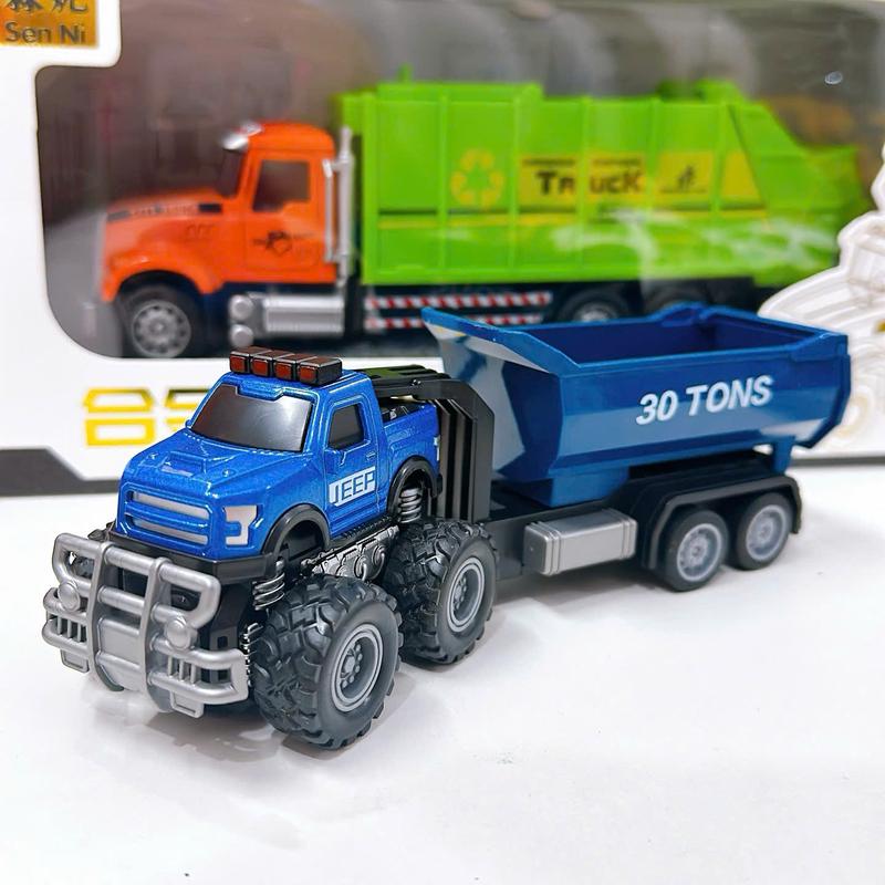 Mô hình xe kỹ thuật hợp kim kết hợp với nhựa ABS quán tính, xe ben, xe máy xúc, xe trộn be tông, xe bồn, xe công trình , xe dài 20,5cm Đồ Chơi Toy