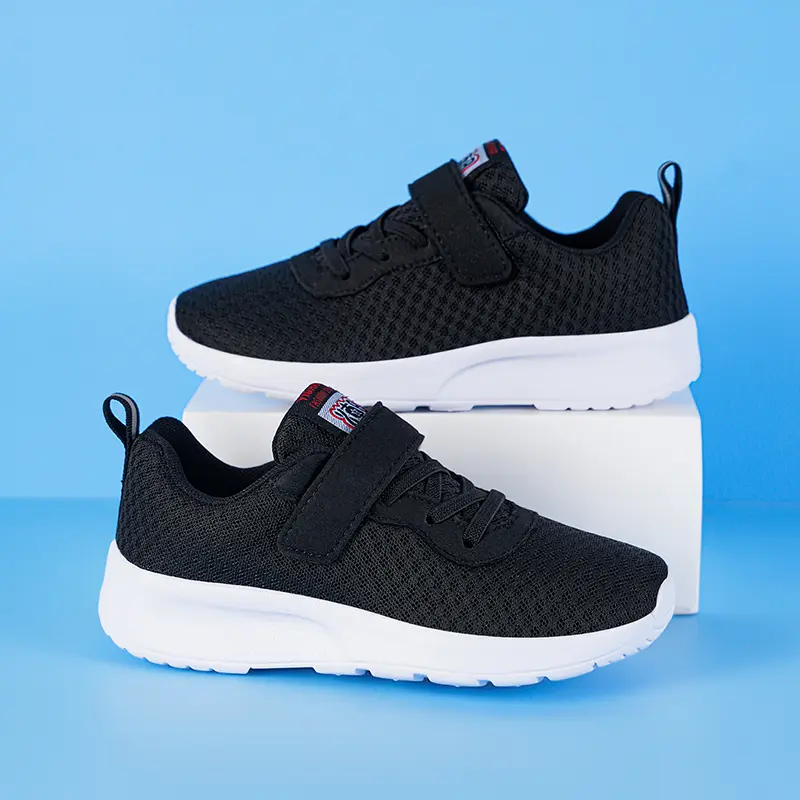 New Boys' Breathable Running Shoes, Lightweight Girls' Sports Shoes, Four Season Outdoor Children's Black Mesh Eyes, Big Children's