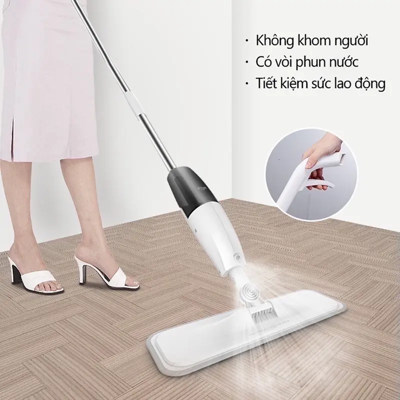 Cây lau nhà phun sương Aurora - Chổi lau nhà thông minh xoay 360 độ - Cây lau nhà thiết kế sáng trọng Lau Sàn Làm Sạch thùng nhựa abs có thể xoay Sheepskin Có tay cầm Cotton 0
