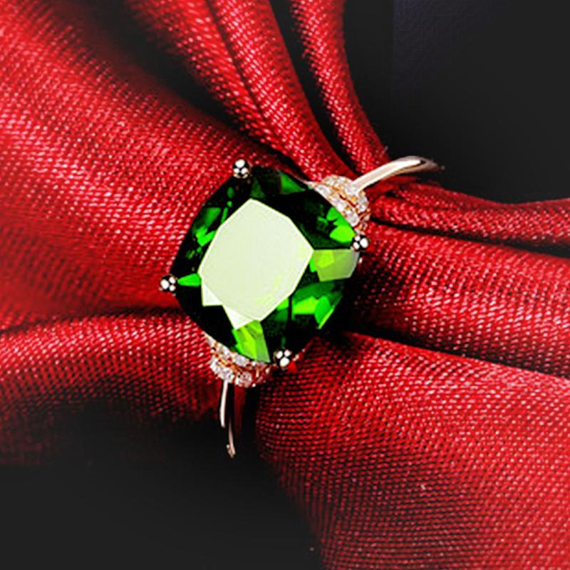 Product Introduction of Rose Gold Plated Emerald Diamond Earrings Ring Pendant Necklace Jewelry Set Exquisite Green Diamond Jewelry cincin perak ring silver silver diamond cincin perak lelaki 8