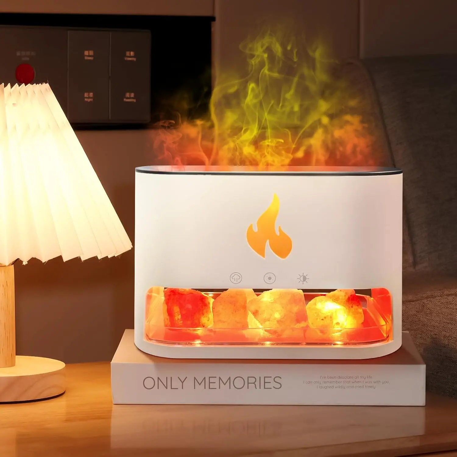 250ML Essential Oil Diffuser, Fireplace Fire Flame Aromatherapy Diffuser, Scent Diffuser, Cool Mist Humidifier with 7 Colors Light, Auto-Off for Home, Room