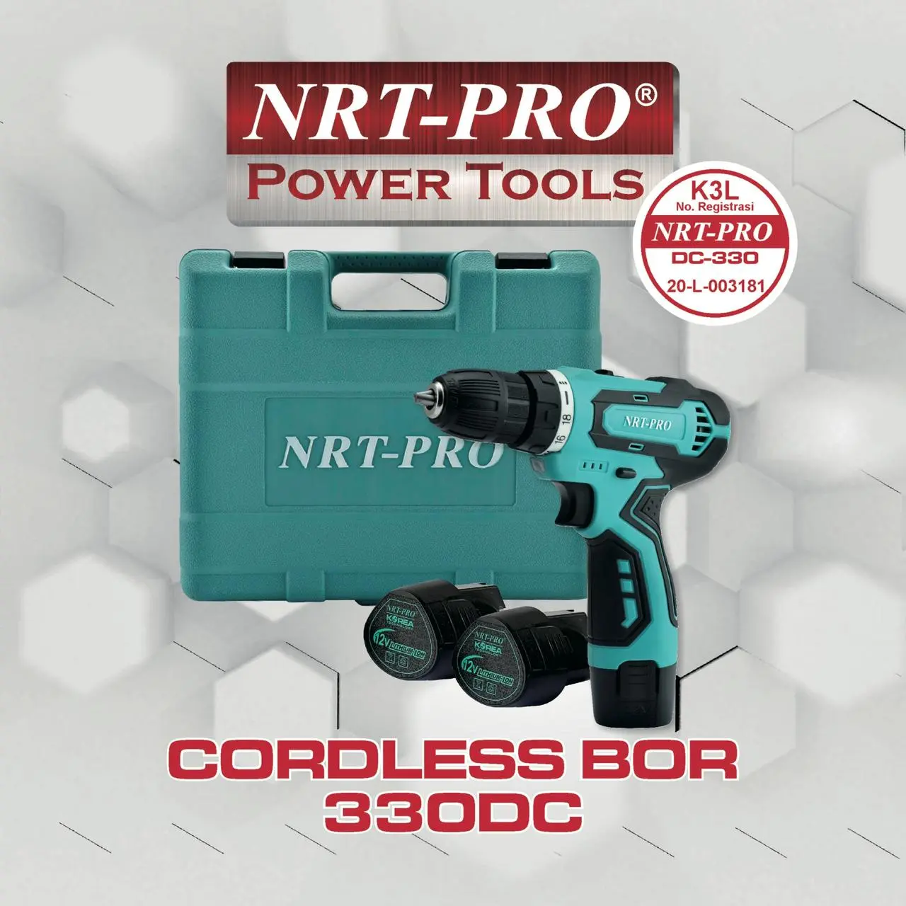 Cordless Bor 10mm Nrt 330HD Koper +2 Baterai NRT-PRO Screw Driver