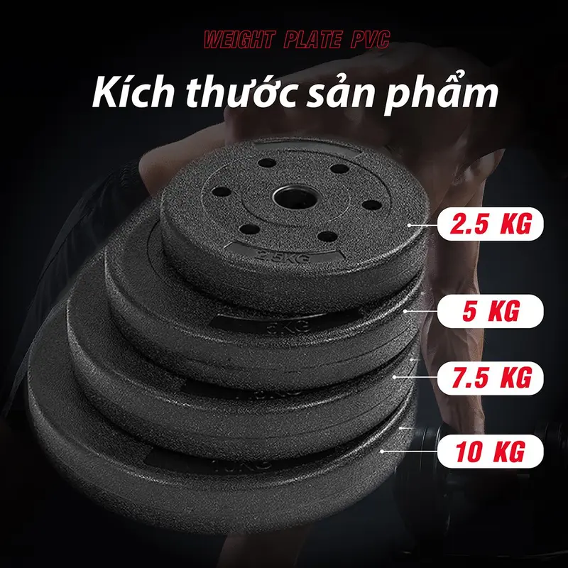 (PVC 5KG)THỂ THAO Bánh Tạ Nhựa Đặc Ruột - Tạ Miếng Nhựa - Sẵn Kho Giao Liền tạ  hợp 5