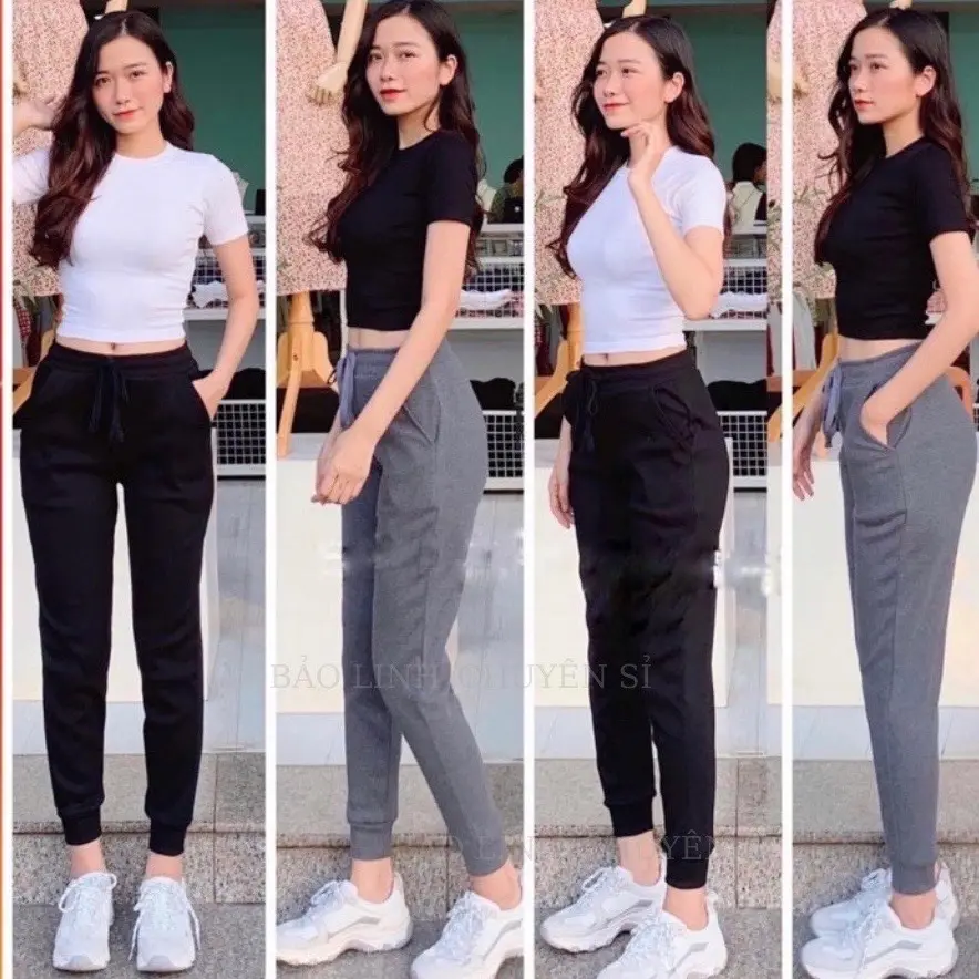 Quần joger len tăm nữ Bigsize bo gấu lưng thun _Quần Nỉ tăm lưng cao tập gym