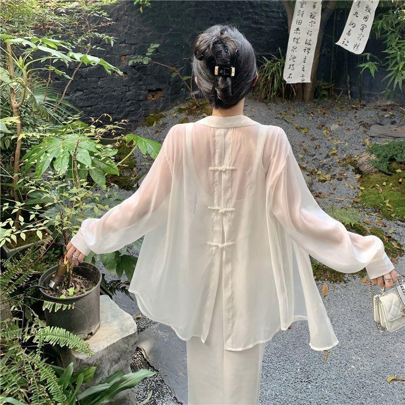 Product Introduction of Áo Khoác Sơ Mi Chống Nắng Phong Cách Trung Quốc Mới, Dành Cho Nữ, Mỏng Và Dài Tay, Áo Cardigan, Áo Mặc Bên Ngoài Mới Cho Mùa Hè, Áo Voan, 2023 Top Women Shirt 12