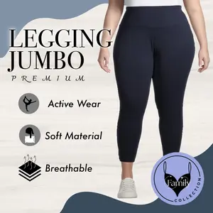 LEGGING PANJANG PREMIUM JUMBO POLOS BAHAN SPANDEX Celana Wanita Fit Dewasa